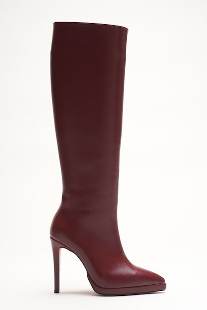 Kadın Diz Altı Kısa Platform Topuklu Çizme Amazen 