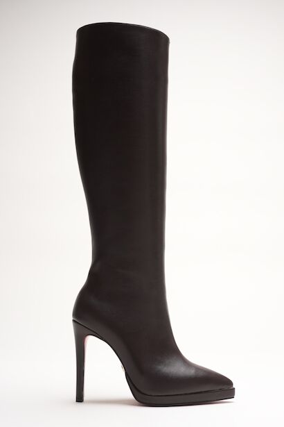 Kadın Diz Altı Kısa Platform Topuklu Çizme Amazen 