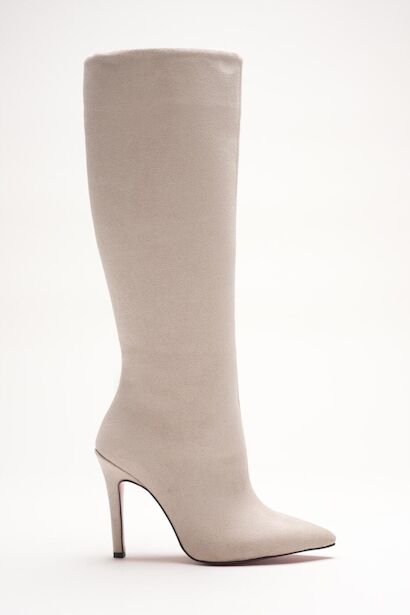 Kadın Sivri Burun Fermuarsız İnce Topuklu Diz Altı Çizme Monias 
