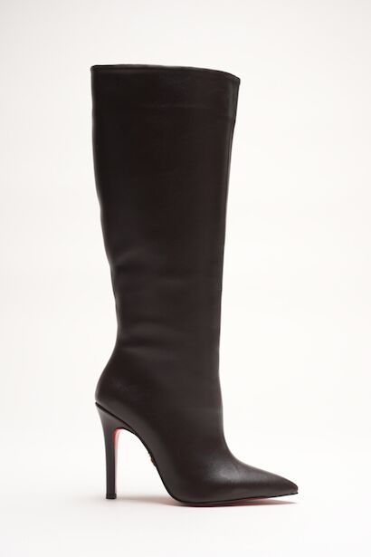Kadın Sivri Burun Fermuarsız İnce Topuklu Diz Altı Çizme Monias 