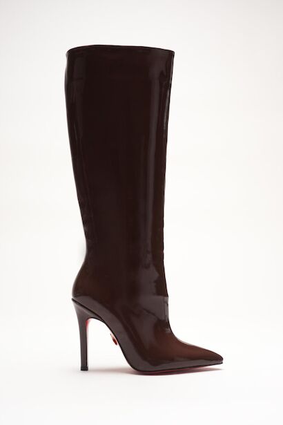 Kadın Sivri Burun Fermuarsız İnce Topuklu Diz Altı Çizme Monias 