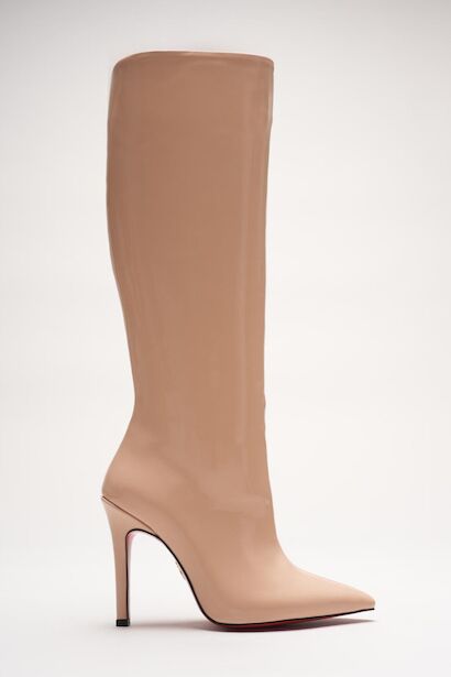 Kadın Sivri Burun Fermuarsız İnce Topuklu Diz Altı Çizme Monias 