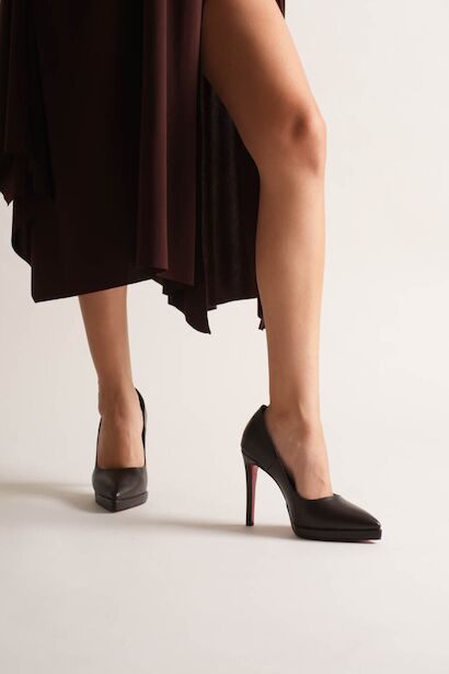 Kadın Platformlu İnce Topuklu Ayakkabı Nicola  Kahverengi Cilt 6