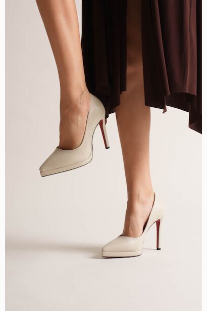 Kadın Platformlu İnce Topuklu Ayakkabı Nicola  Bej 6