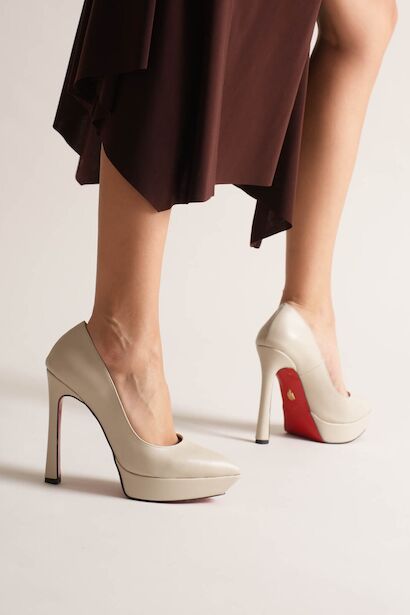 Kadın Özel Tasarım Platform Ayakkabı Siena  Bej 6