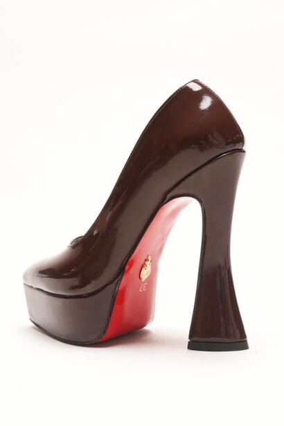 Kadın Özel Tasarım Platform Ayakkabı Mila  Kahverengi Rugan 4