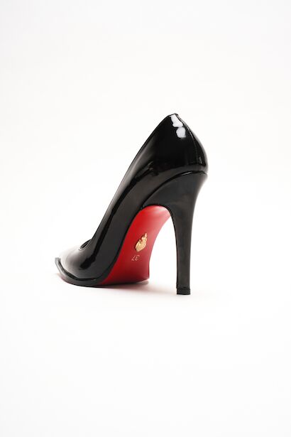 Stiletto Topuklu Ayakkabı Sivri Burun Klasik Abiye Kadın Ayakkabısı Tokyo  Siyah Rugan 4