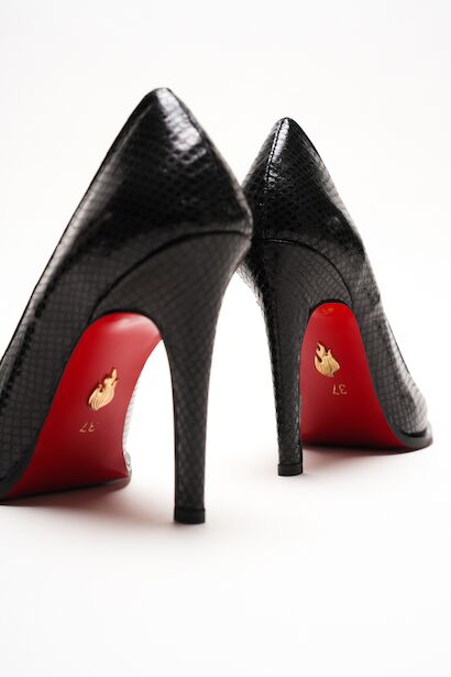 Stiletto Topuklu Ayakkabı Sivri Burun Klasik Abiye Kadın Ayakkabısı Tokyo  Siyah Yılan 4