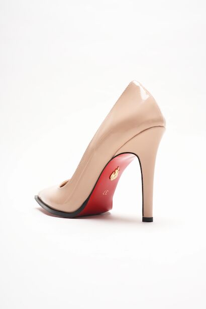 Stiletto Topuklu Ayakkabı Sivri Burun Klasik Abiye Kadın Ayakkabısı Tokyo  Nude Rugan 4