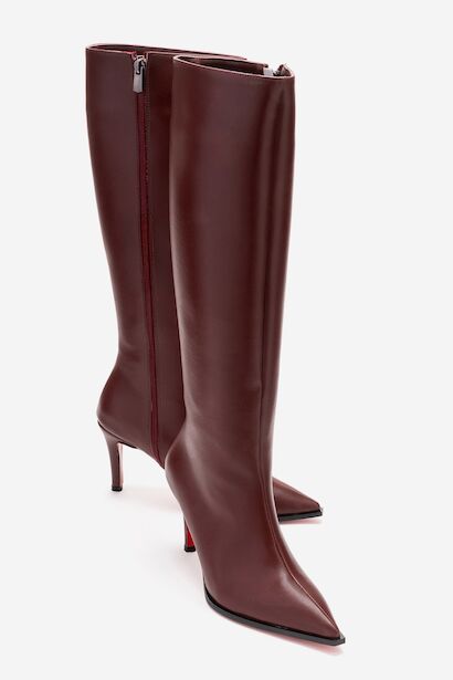 Kadın Sivri Burun Kısa Topuklu Diz Altı Çizme Togie 