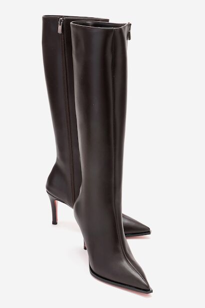 Kadın Sivri Burun Kısa Topuklu Diz Altı Çizme Togie 