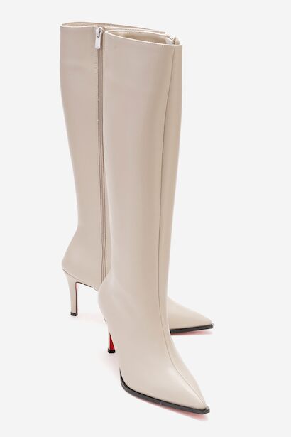 Kadın Sivri Burun Kısa Topuklu Diz Altı Çizme Togie 