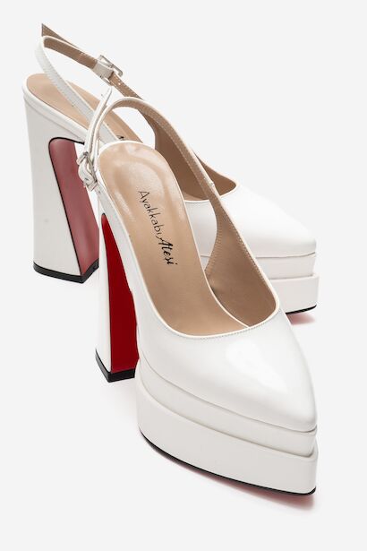 Kadın Arkası Açık Sivri Burun Çift Platform Yüksek Topuklu Ayakkabı Medelo 