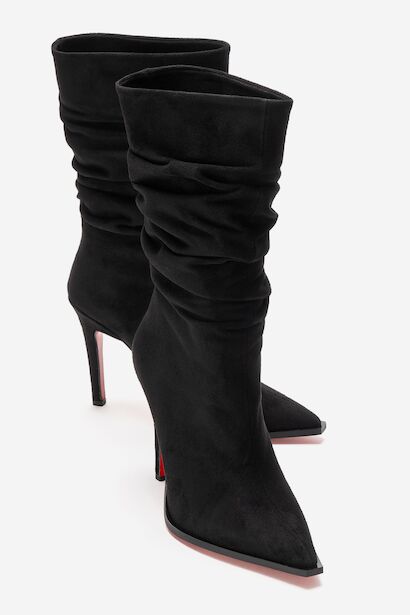 Büzgülü Kadın Bot Sivri Burun İnce Topuklu Körüklü Şık Çizme Stane 