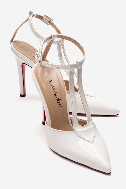 Kadın Sivri Burun T-bantlı Tasarım Topuklu Ayakkabı - Stiletto Stilo 