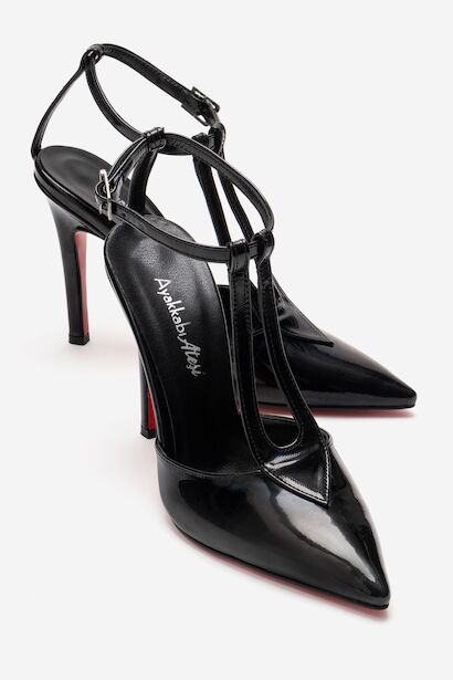 Kadın Sivri Burun T-bantlı Tasarım Topuklu Ayakkabı - Stiletto Stilo 