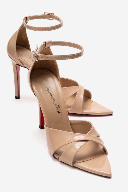 Kadın Çapraz Bantlı Bilekten Bağlamalı Stiletto Topuklu Ayakkabı Sorie 