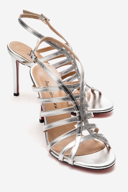 Kadın Açık Kafes Burun Tasarım İnce Topuklu Biyeli Ayakkabı Elo 