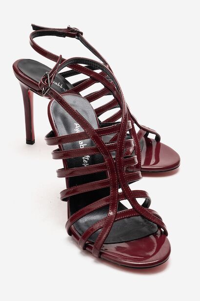 Kadın Açık Kafes Burun Tasarım İnce Topuklu Biyeli Ayakkabı Elo 