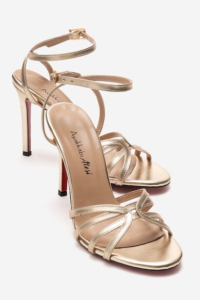 Kadın Açık Kafes Burun Tasarım İnce Topuklu Biyeli Ayakkabı Cage 