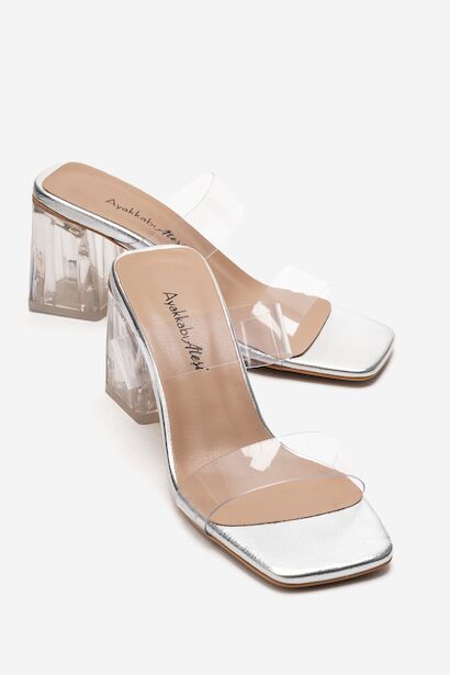 Kadın Şeffaf Topuklu Şeffaf Kapaklı Özel Tasarım Terlik Brillant 