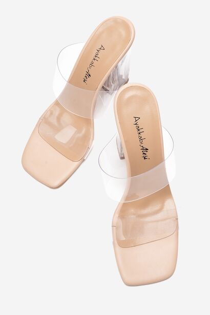 Kadın Şeffaf Topuklu Terlik Bale  Bej 6